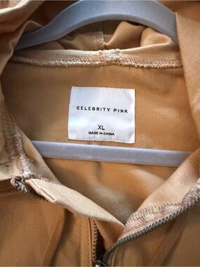 Celebrity Pink Zip-Up Hoodie in Camel Tan